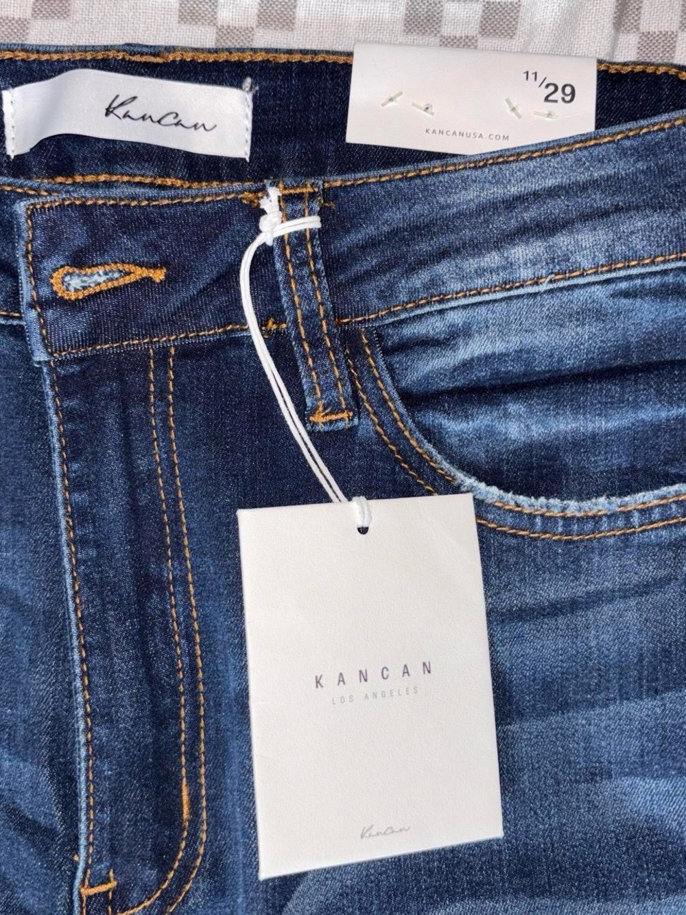 KanCan Dark Blue Distressed Skinny Jeans with Ankle Zippers 11/29 - Picture 2 of 5